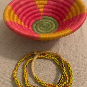 Handcrafted African Trinket Bowl & Trade Bead Necklace